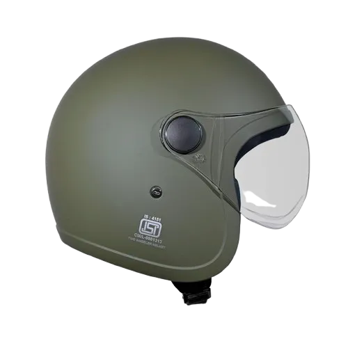 Studds Jet With Short Military Green Half Face Helmet
