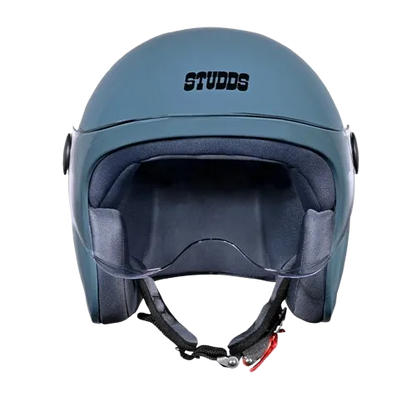 STUDDS Jet With Short Skn Blue Half Face Helmet