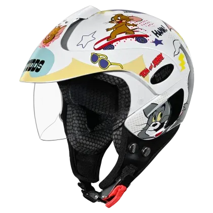 Studds Marshall Kids Tom and Jerry Grey Yellow Half Face Helmet