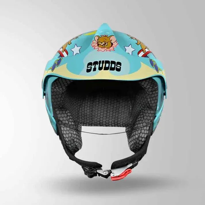 Studds Marshall Kids Tom&Jerry Green Grey Yellow Half Face Helmet