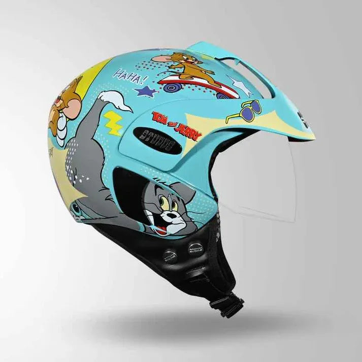 Studds Marshall Kids Tom&Jerry Green Grey Yellow Half Face Helmet