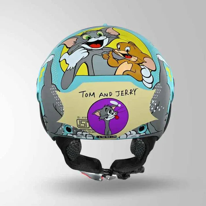 Studds Marshall Kids Tom&Jerry Green Grey Yellow Half Face Helmet