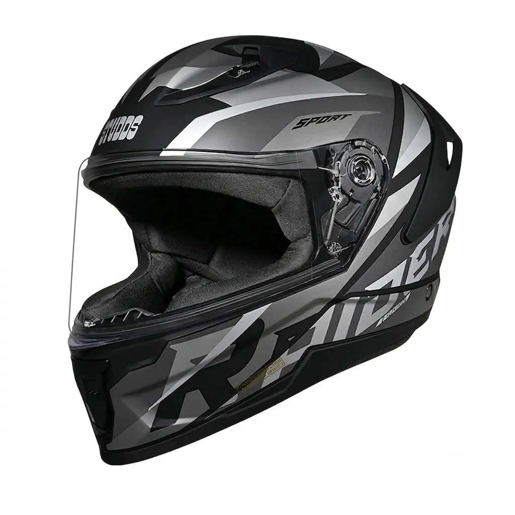 Studds Raider D2 Brook Decor Matt Black Grey Full Face Helmet