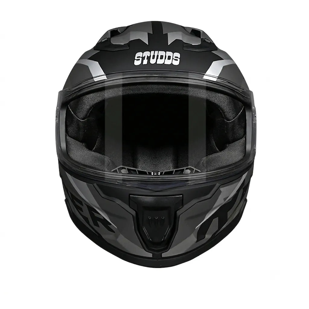 Studds Raider D2 Brook Decor Matt Black Grey Full Face Helmet