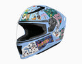 Studds Raider Youth Looney Tunes Edition  Blue Purple Green Full Face Helmet
