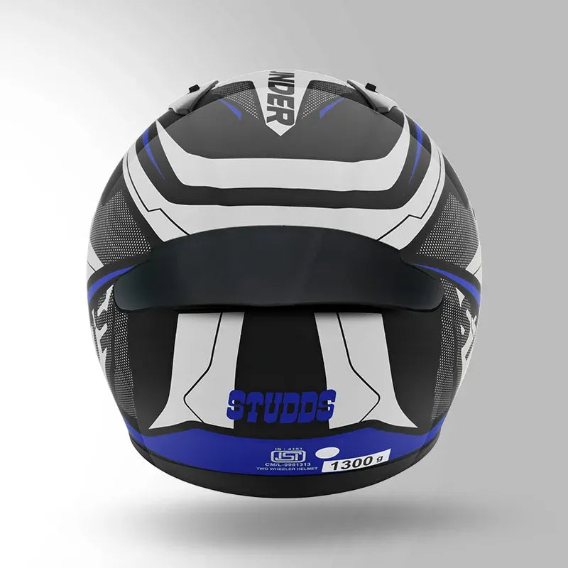 Studds Thunder Communication Black Blue Full Face Helmet