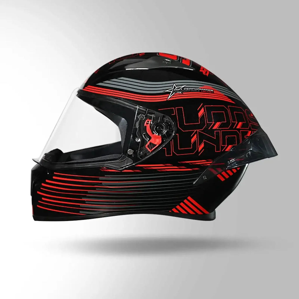 STUDDS Thunder D11 Black N2 Red Full Face Helmet