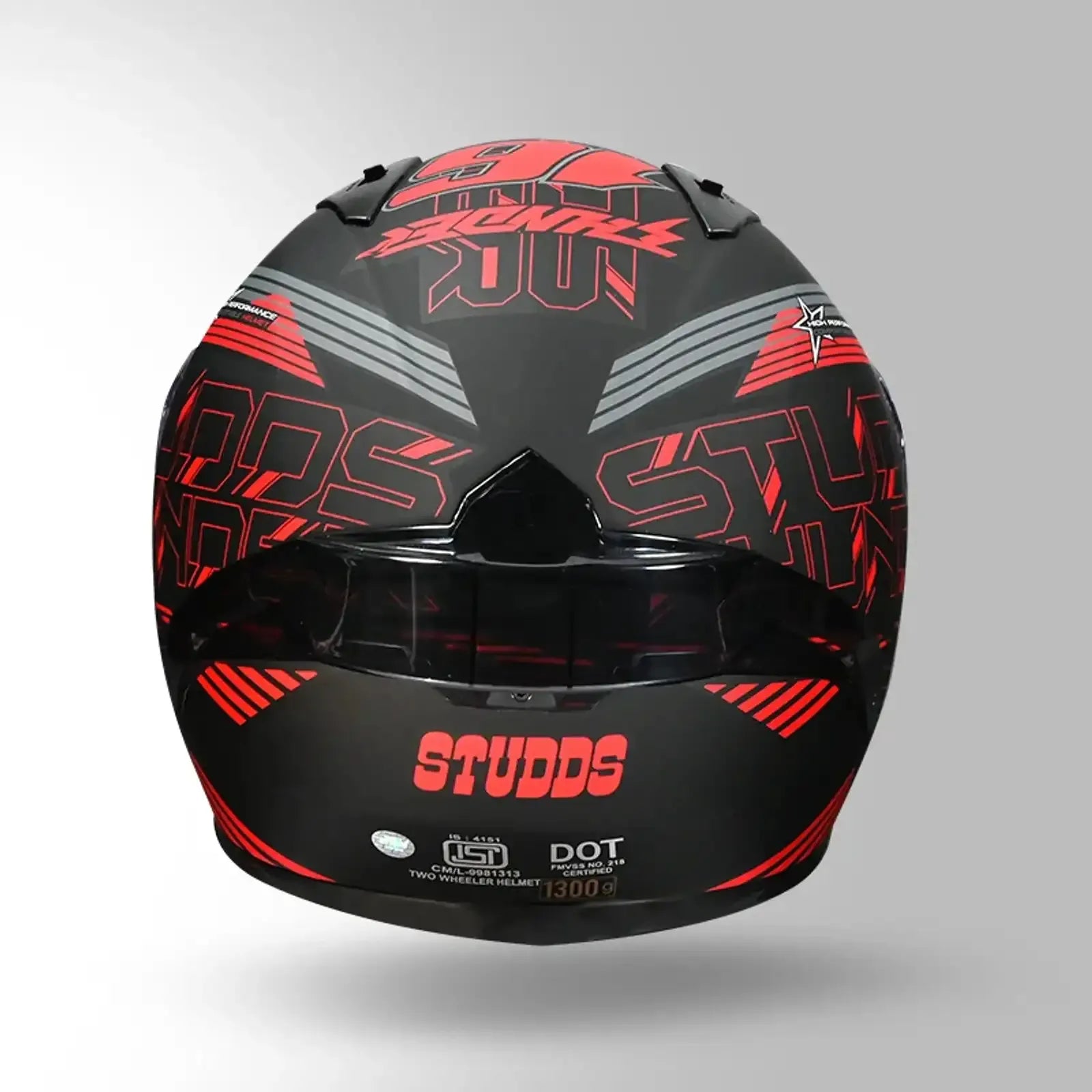 STUDDS Thunder D11 Black N2 Red Full Face Helmet