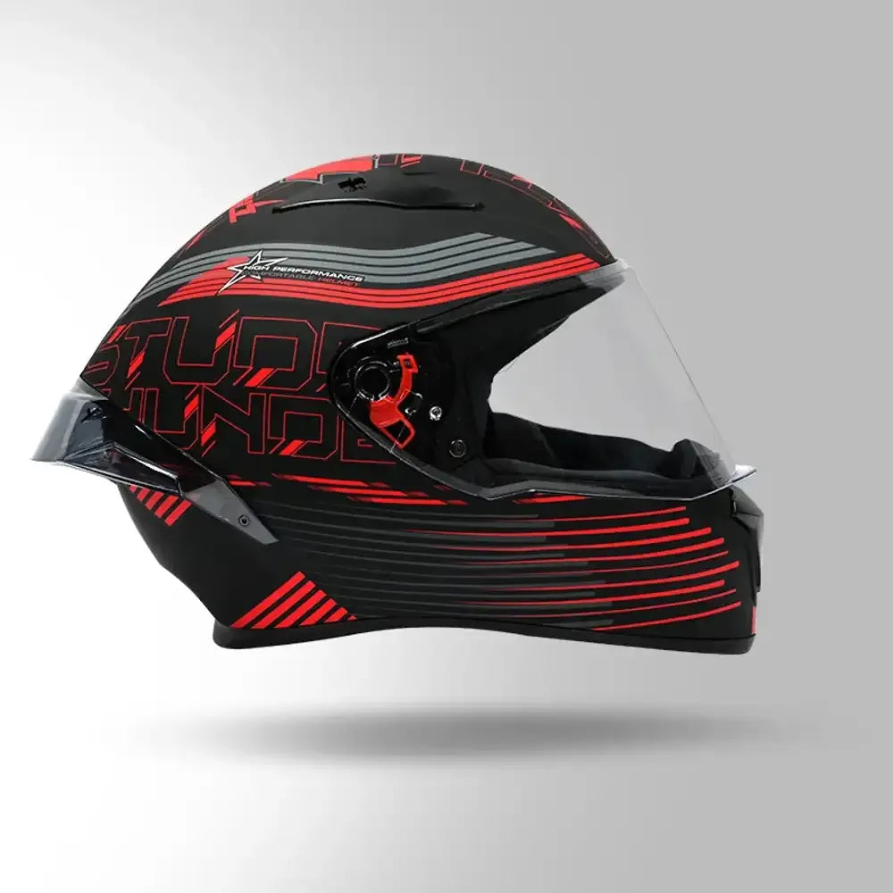 STUDDS Thunder D11 Black N2 Red Full Face Helmet