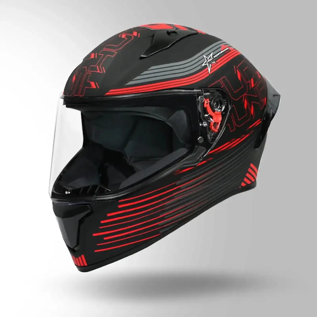 STUDDS Thunder D11 Black N2 Red Full Face Helmet