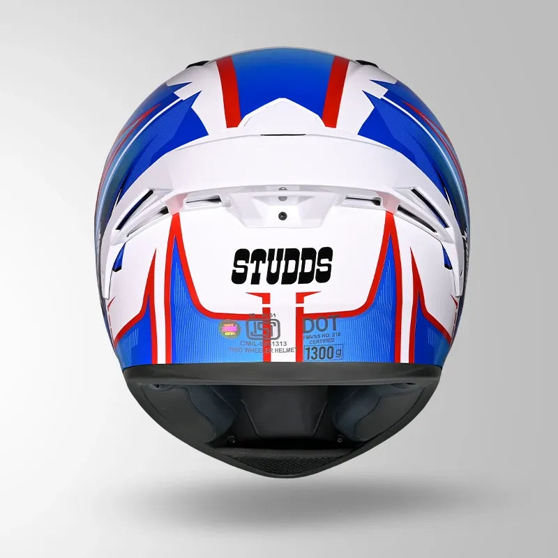 STUDDS Thunder D9 Flash White N1 Full Face Helmet