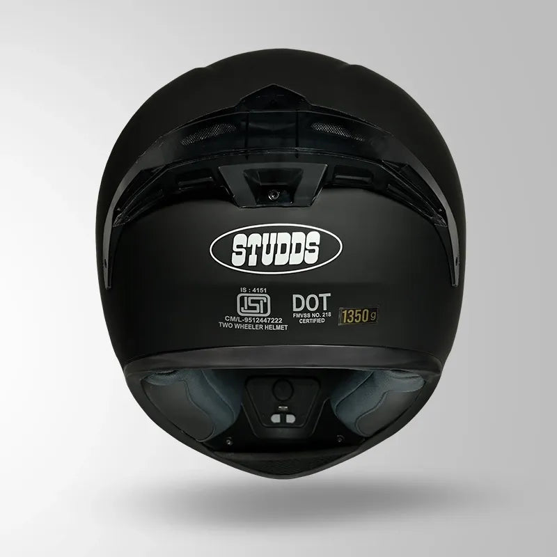 STUDDS Thunder Matt Black Smoky Spoiler Full Face Helmet