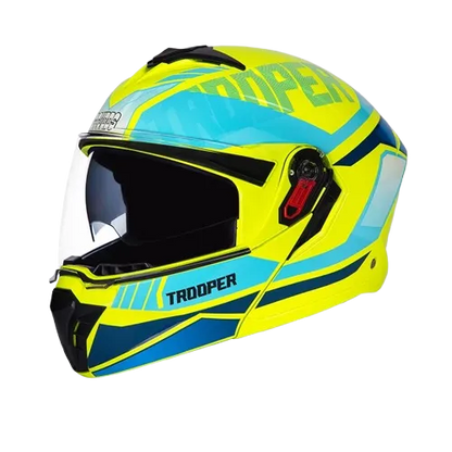 STUDDS Trooper D1 Yellow Blue Flip Up Helmet