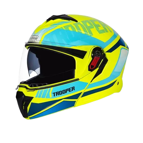 STUDDS Trooper D1 Yellow Blue Flip Up Helmet