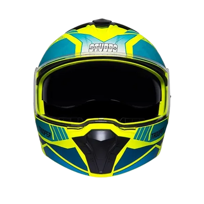 STUDDS Trooper D1 Yellow Blue Flip Up Helmet