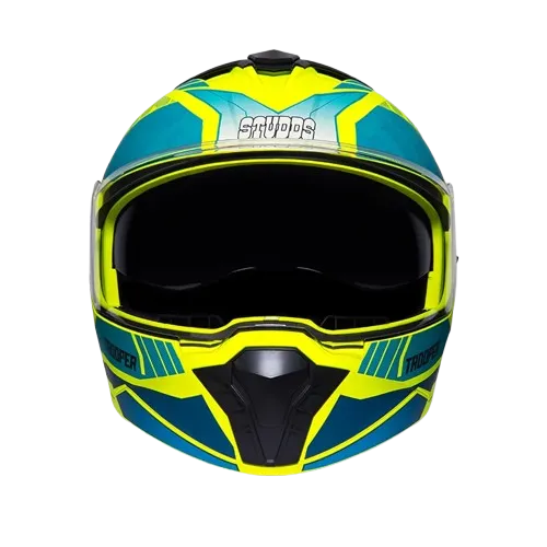STUDDS Trooper D1 Yellow Blue Flip Up Helmet