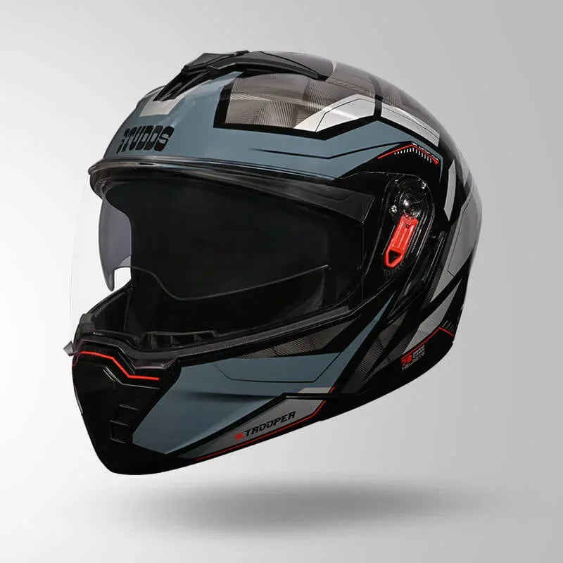 STUDDS Trooper D2 Glossy Grey Flip Up Helmet