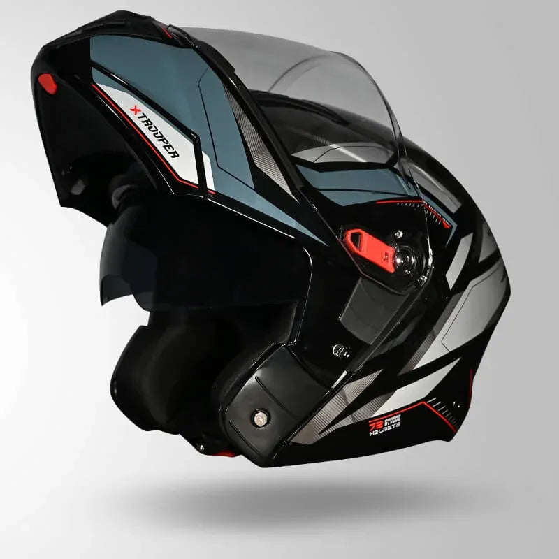 STUDDS Trooper D2 Glossy Grey Flip Up Helmet