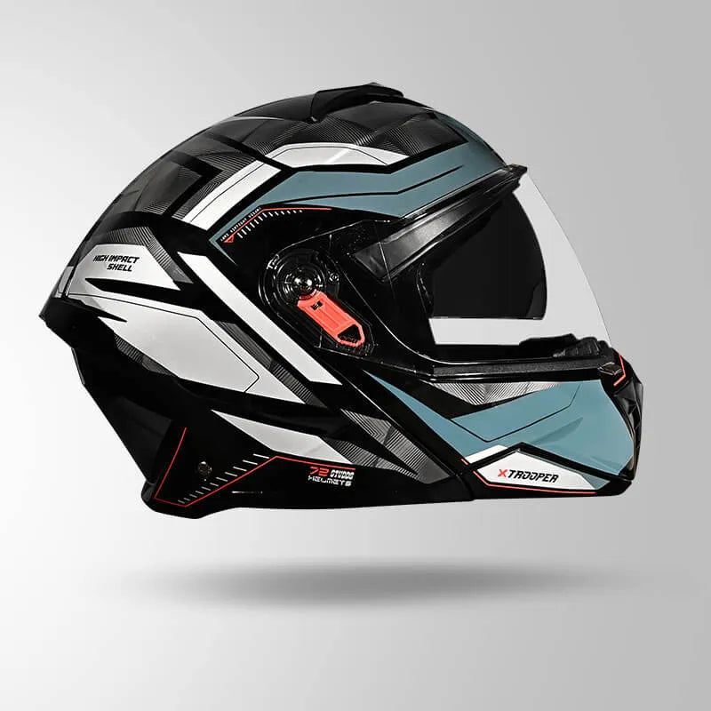 STUDDS Trooper D2 Glossy Grey Flip Up Helmet