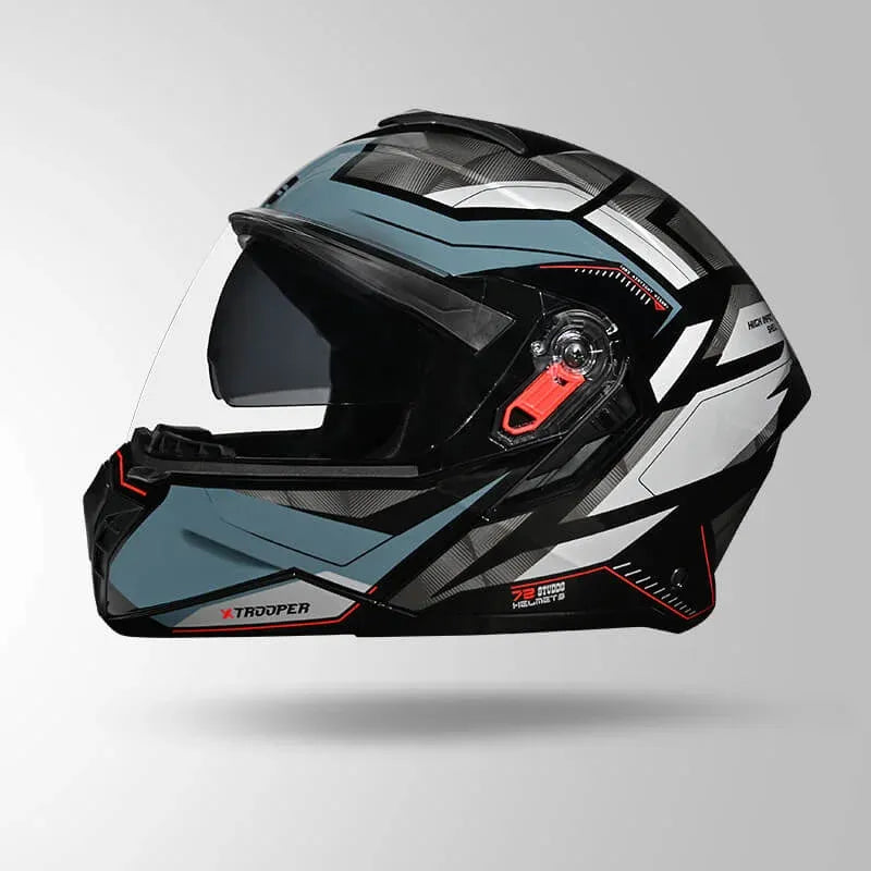 STUDDS Trooper D2 Glossy Grey Flip Up Helmet