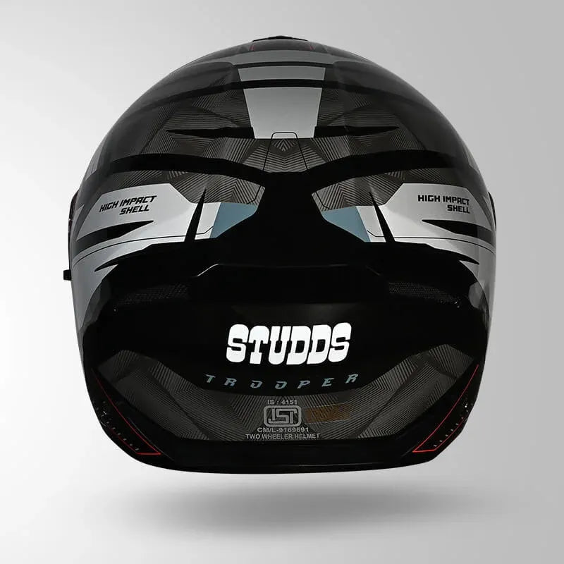 STUDDS Trooper D2 Glossy Grey Flip Up Helmet