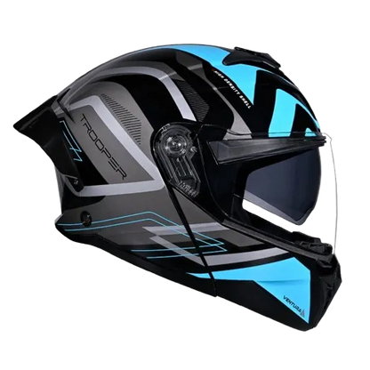 Studds Trooper D3 Black N1 Blue Full Face Helmet