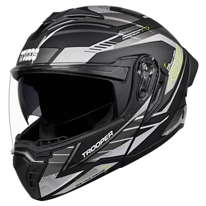 Studds Trooper D4 Matt Black Yellow N4 Flip Up Helmet