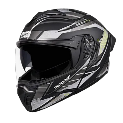 Studds Trooper D4 Matt Black Yellow N4 Flip Up Helmet