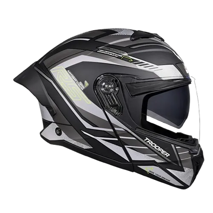 Studds Trooper D4 Matt Black Yellow N4 Flip Up Helmet