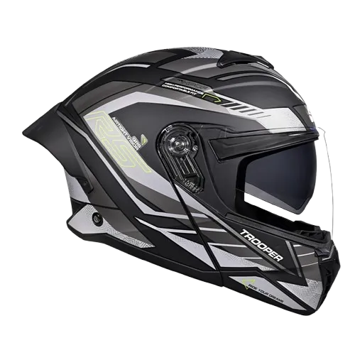 Studds Trooper D4 Matt Black Yellow N4 Flip Up Helmet