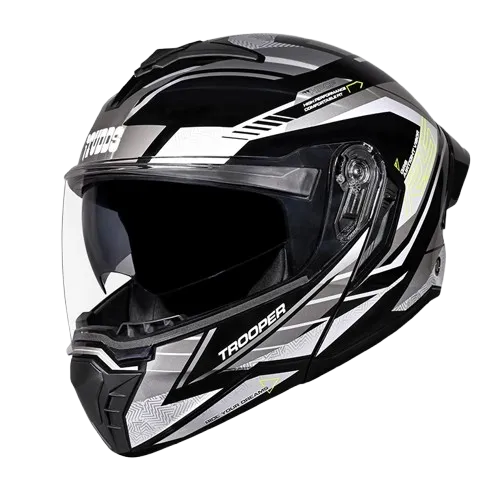 Studds Trooper Race D4 Black Yellow N4 Flip Up Helmet