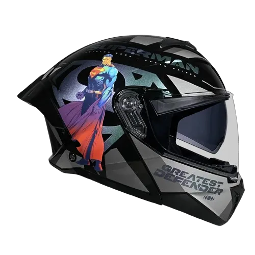 Studds Trooper Superman Black Chemeleon N8 Pink Flip Up Helmet