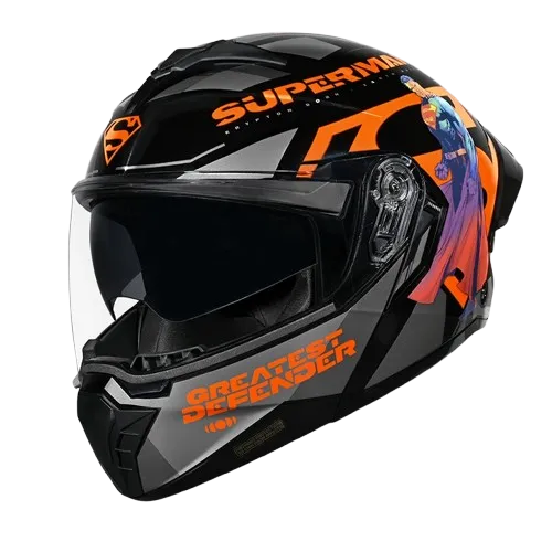 Studds Trooper Superman Matt Black N10 Orange Flip Up Helmet
