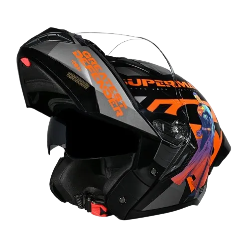 Studds Trooper Superman Matt Black N10 Orange Flip Up Helmet