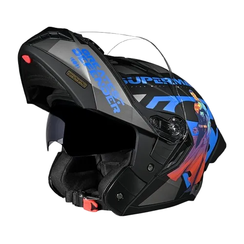 Studds Trooper Superman Matt Black N1 Blue Flip Up Helmet