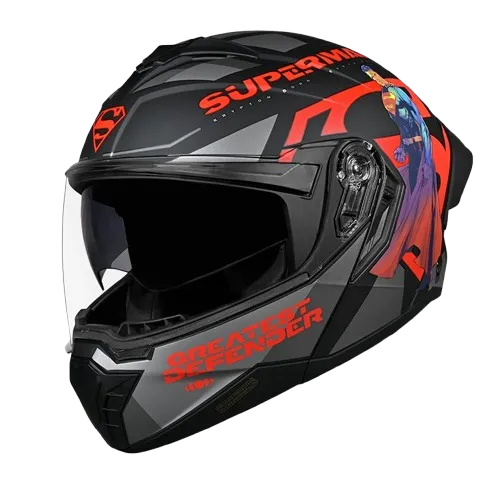 Studds Trooper Superman Matt Black N2 Red Flip Up Helmet