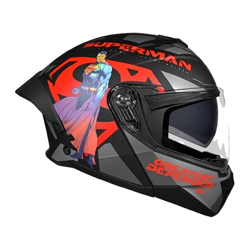Studds Trooper Superman Matt Black N2 Red Flip Up Helmet
