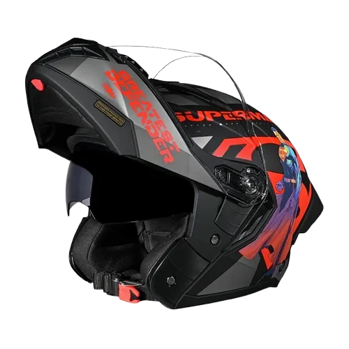 Studds Trooper Superman Matt Black N2 Red Flip Up Helmet