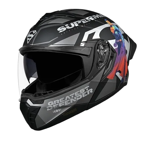 Studds Trooper Superman Matt Black N4 Gray Flip Up Helmet