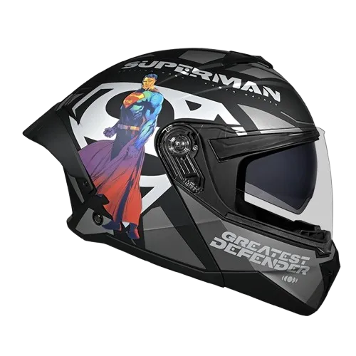 Studds Trooper Superman Matt Black N4 Gray Flip Up Helmet