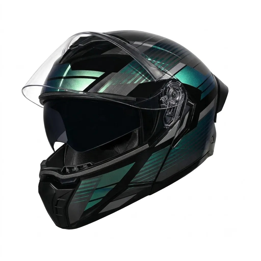 Studds Trooper Trail Black Grey Blue Filp Up Helmet