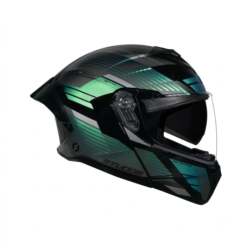 Studds Trooper Trail Black Grey Blue Filp Up Helmet