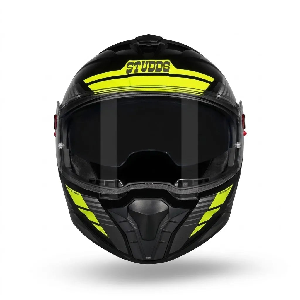 Studds Trooper Trail Black Grey Fluorescent Yellow Flip Up Helmet