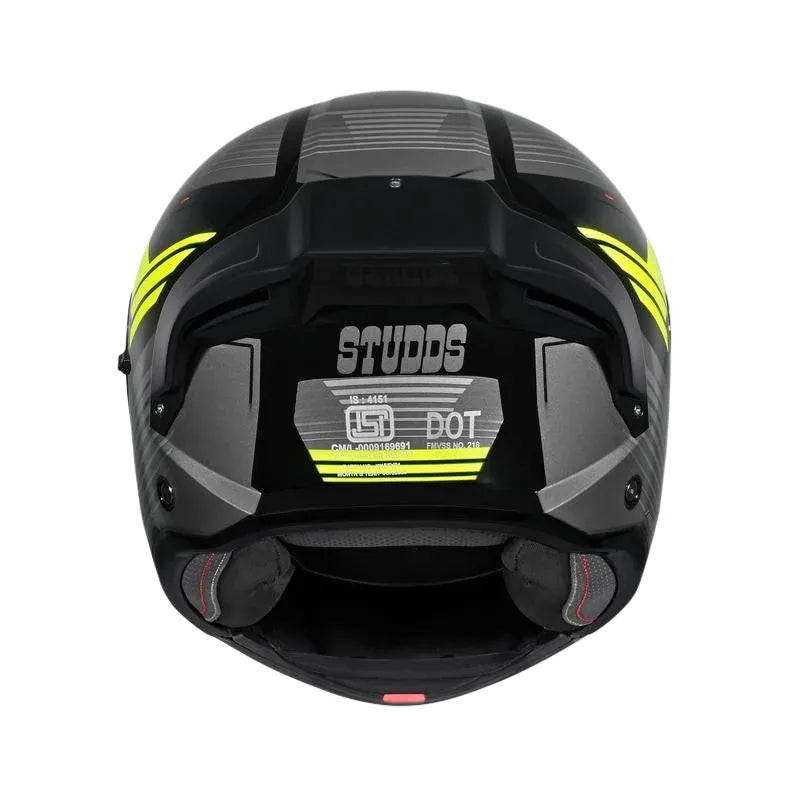 Studds Trooper Trail Black Grey Fluorescent Yellow Flip Up Helmet