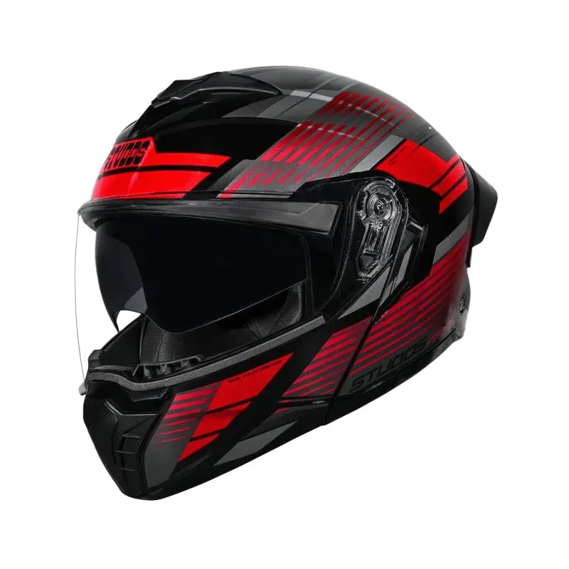 Studds Trooper Trail Black Grey Red Flip Up Helmet