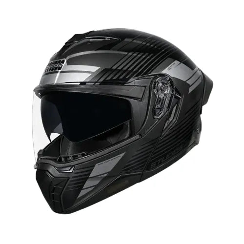 Studds Trooper Trail Grey Black Grey Flip Up Helmet