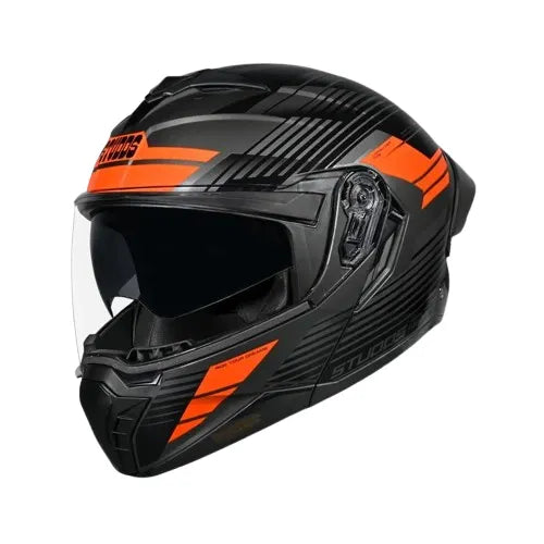 Studds Trooper Trail Grey Black Orange Flip Up Helmet