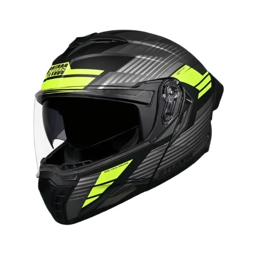 Studds Trooper Trail Matt Black Grey Yellow Flip Up Helmet