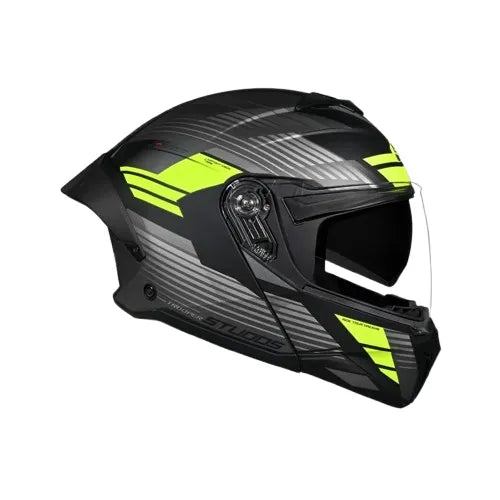 Studds Trooper Trail Matt Black Grey Yellow Flip Up Helmet