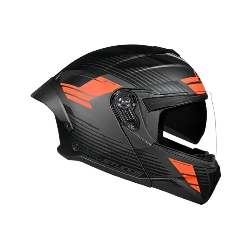 Studds Trooper Trail Matt Grey Black Orange Flip Up Helmet